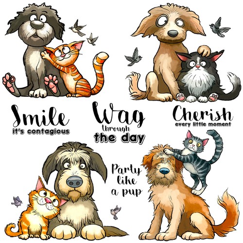 Cat dog cherish - every, little