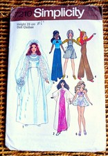 Vintage 1970s Simplicity Sewing Pattern 7210 Doll Clothes 11.5" Barbie Sindy