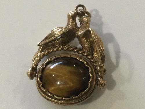 9ct yellow gold tiger eye - gold,,