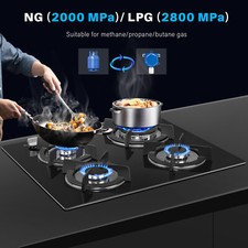 Burners gas hob 60cm - hob, black