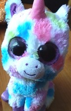 TY Beanie Boo Fantasia Unicorn Plush – Pink Multicolour – Gold Horn & Hooves