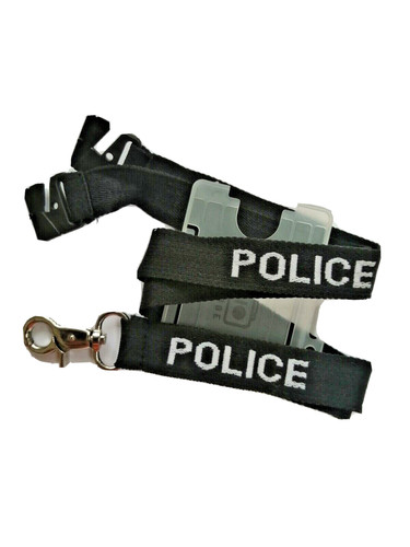 Black police lanyard with - black,