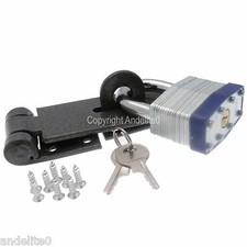 High Security Garage Shed Van Staple Hasp Padlock Lock With Twin Strong Keys NEW
