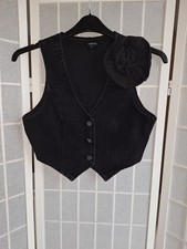 Boohoo black denim waistcoat