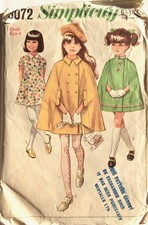 Paper Pattern 1960s Girls Dress and Cape Simplicity No.8072