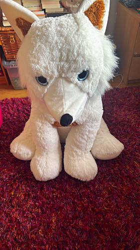 Large white wolf plush soft - large,