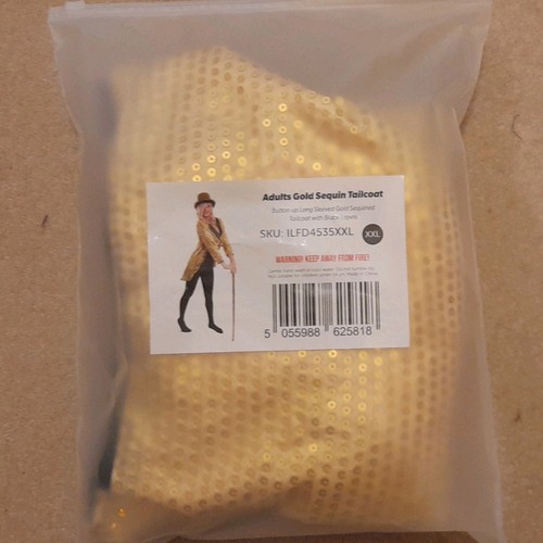 Gold sequin tailcoat xxl - gold, adult