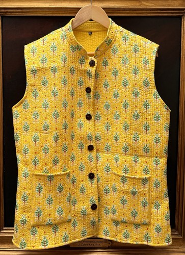 Reversible yellow nehru jacket - yellow,