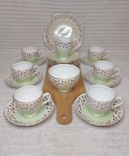 Duchess Bone China 21 Piece Tea Set with Green With Gold Leaves Lovely Quality