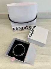 Pandora Silver Metal Charm Bracelet 17cm with 2 charms, Box & Bag