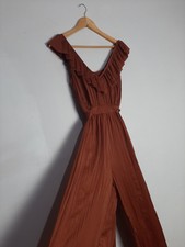 Zara Terracotta Satin Wide Legs Jumpsuit Size Xs/S