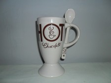 WHITTARD OF CHELSEA HOT CHOCOLATE STONEWARE FOOTED MUG & SPOON