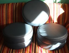 New Round Replacement Blue Navy Faux Leather Bar Stool Top Seat Pads Kitchen