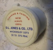 Advertising Box of Buttons.Small plastic bucket.DLJones,paint&decorators,1970's.