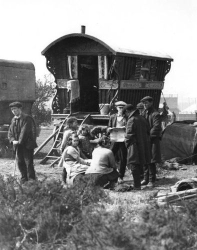 Romany caravans parked the - parked,