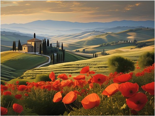 Tile mural poppy - mural, field