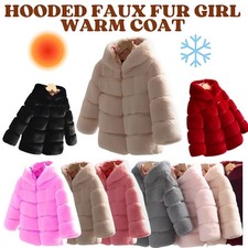 NEW HOODED GIRLS FAUX FUR BABY THICK PARKA GIRL WARM COAT JACKET OUTERWEAR KIDS