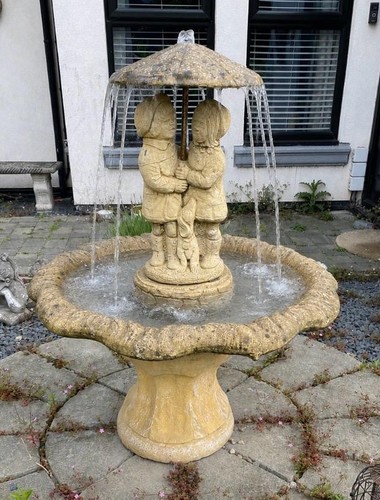 Stone water feature - feature, boy