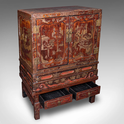 Antique campaign cabinet - cabinet, on
