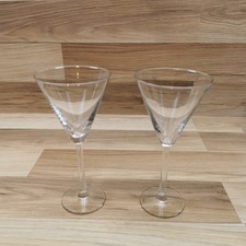 2 x Tall Clear Glass Cocktail Martini Glasses 20cm Tall