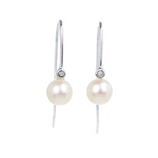 9ct white gold earrings - white,