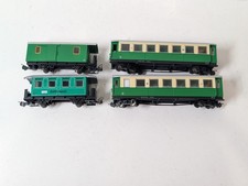4x HOe/009 Liliput Green 4 & 8 Wheel Coaches-Unboxed.