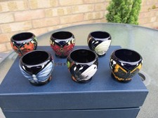 MOORCROFT  POTTERY.  BOVED SET OF 6 BUTTERFLY PATTERN EGG CUPS . RACHEL BISHOP