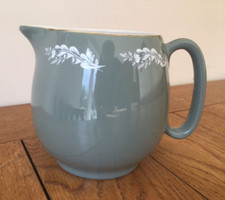 Vintage Lord Nelson Pottery Jug Sage Green White Leaf Elijah Cotton