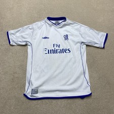 Chelsea FC Shirt Boys Large Kid's Umbro White Football Jersey 2001/03