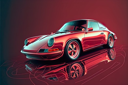 Red porsche 911 - red, painting