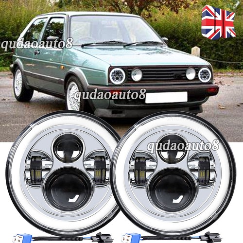 Pair chrome led headlights - 7",