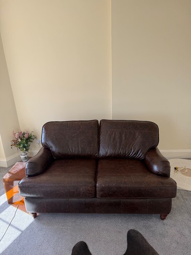 Seater leather brown sofa - 2,