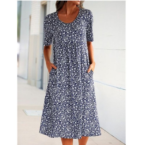 Womens boho floral midi dress - floral,