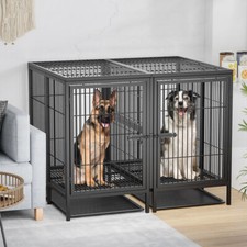 Heavy Stackable Dog Cage Metal Kennel High Anxiety Dog Crate Porch Lawn Backyard