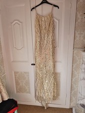 ?Shein Beautiful Gold Sequin And Cream Cocktail Evening Dress Size L