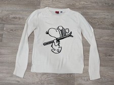 M&S Peanuts Snoopy Crew Neck Jumper Size UK 8 Cream White
