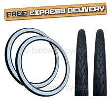 PAIR Baldys 700 x 38c WHITEWALL Hybrid Trekking Cycle Bike TYRES Slick Tread