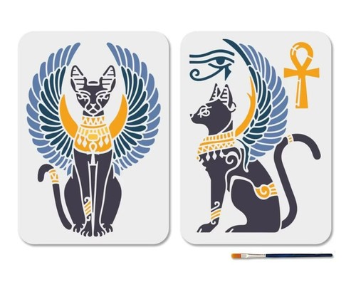 Egyptian style cats stencil - style,