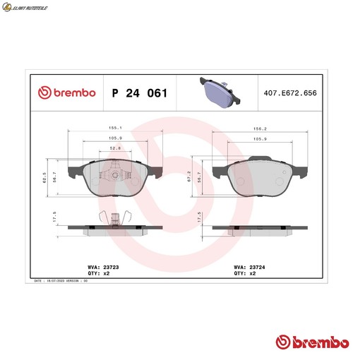 Brake pad set disc - p, 24