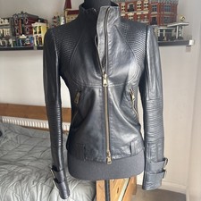 GUCCI Black Leather Biker Jacket Size 40? Uk 8 -  10
