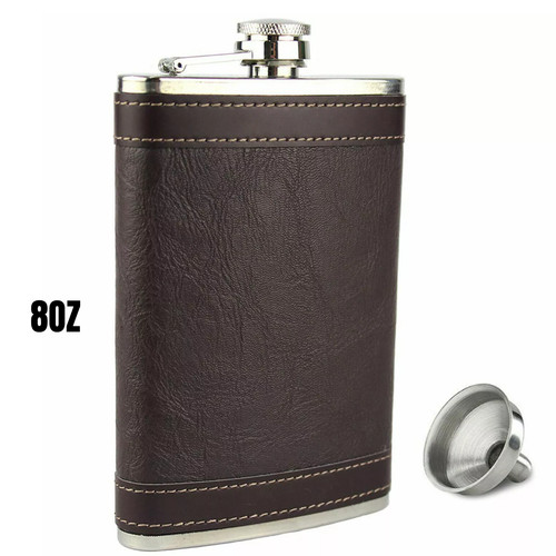 Brown leather 8oz stainless - brown,