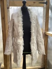 Vintage Handmade Women Leather and Shaggy Curly Lamb Coat  Size S UK 8/10