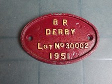 BR Early Mk1 Coach Plate Derby Worksplate Carriage Builders 30002 1951