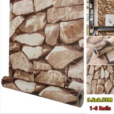1-6X Rustic Slat Stone Wallpaper 3D Effect Stones WallPaper For LivingRoom 9.5M