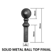 Black Railhead Ball Top 95mm H wrought iron metal finial gate fence *PACK 20*