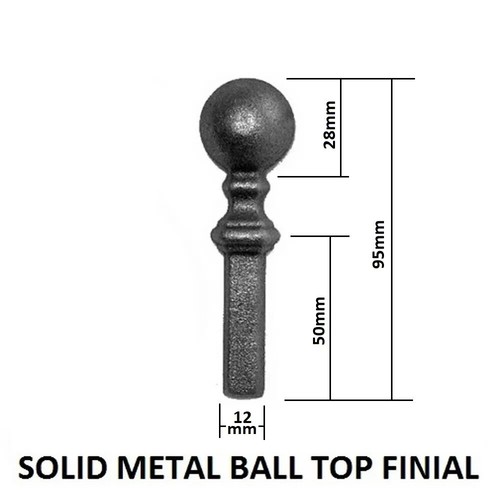 Black railhead ball top 95mm - ball, h