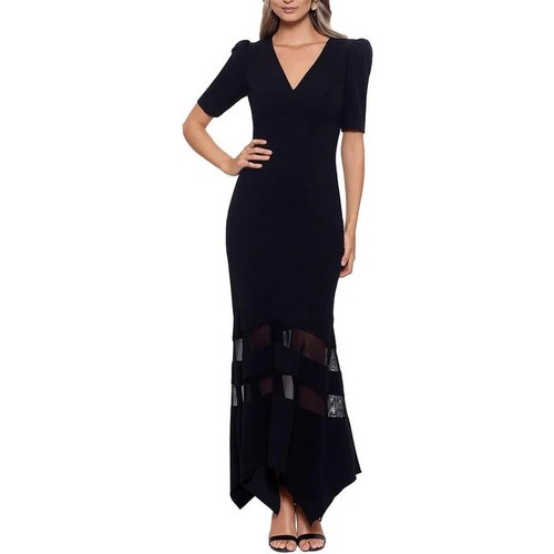 Xscape black neck short - xscape, v-neck