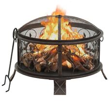 Steel Round Fire Pit BBQ Grill Outdoor Garden Patio Heater Brazier Stove
