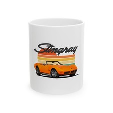 1973 Corvette Stingray Mug Orange Convertible Retro Sunset Coffee Cup