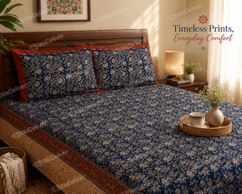Blue kalamkari fitted - kalamkari,